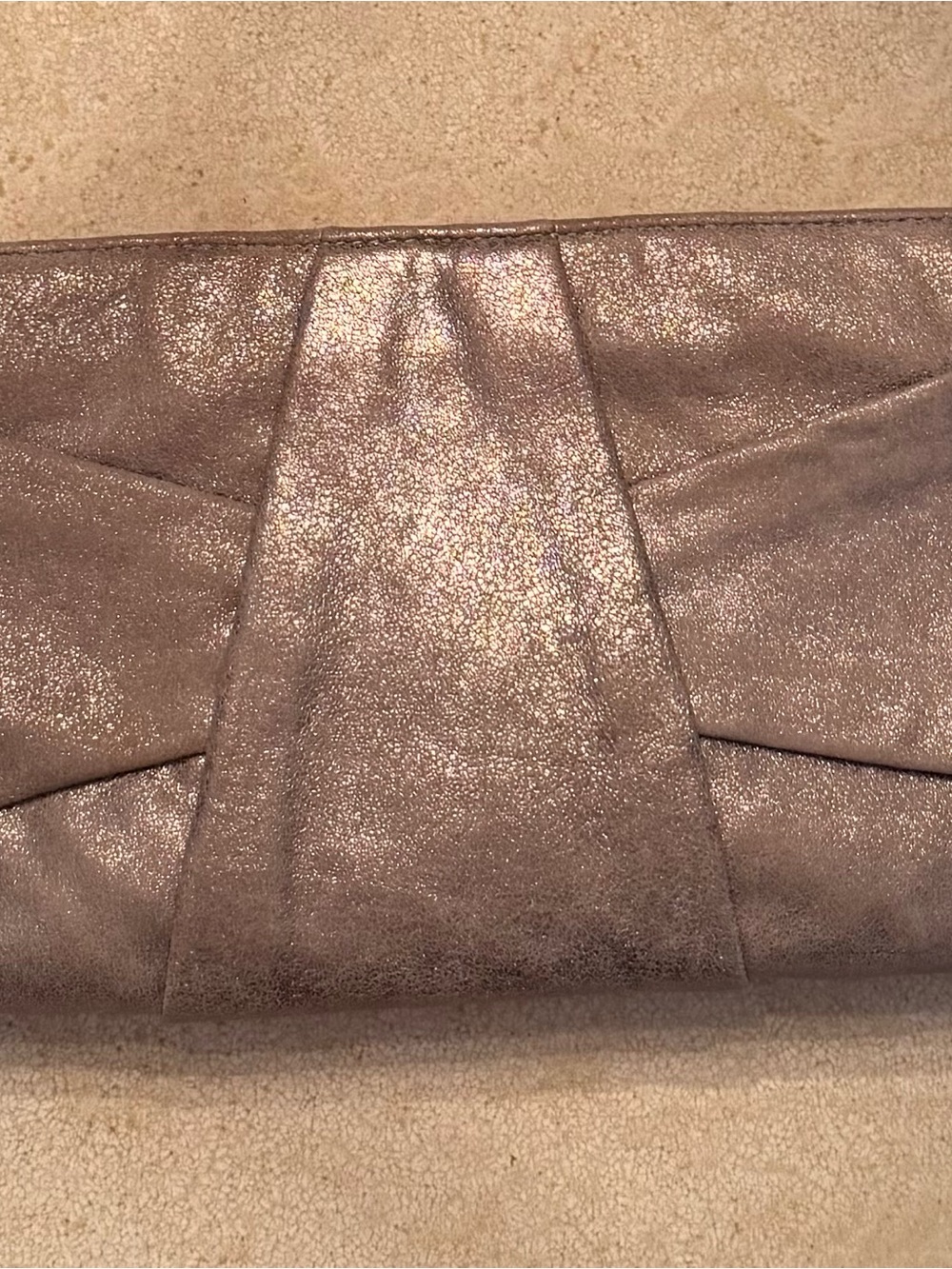 Shimmery Taupe Fold-Front Clutch